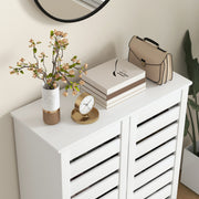 Shoe Storage Cabinet with Five Adjustable Shelves and Ventilated Doors White AOSOM