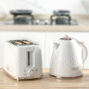 Fast Boil 17L Kettle and 2 Slice Toaster Set With Auto Shut Off and Browning Control White