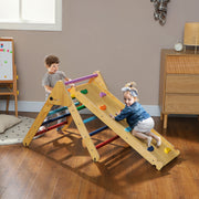 Toddler Climbing Frame with Ramp 3-in-1 Wooden Pikler Triangle Set for Ages 18-48 Months by AIYAPLAY
