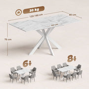 Dimensions diagram showing 120 to 160 cm length, 80 cm width, 75 cm height and 30 kg capacity