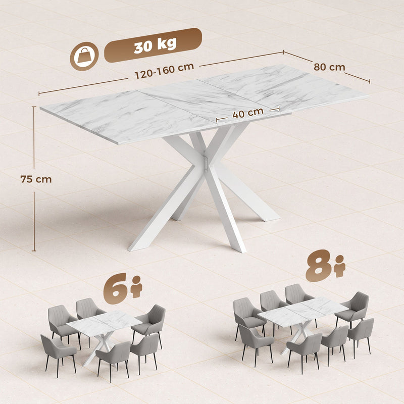 Dimensions diagram showing 120 to 160 cm length, 80 cm width, 75 cm height and 30 kg capacity