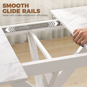 Steel glide rails with a hand pulling the tabletop open