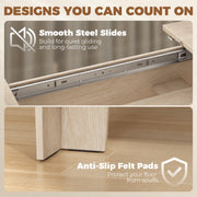 Designs you can count on panel: steel slides and felt pads that protect floors