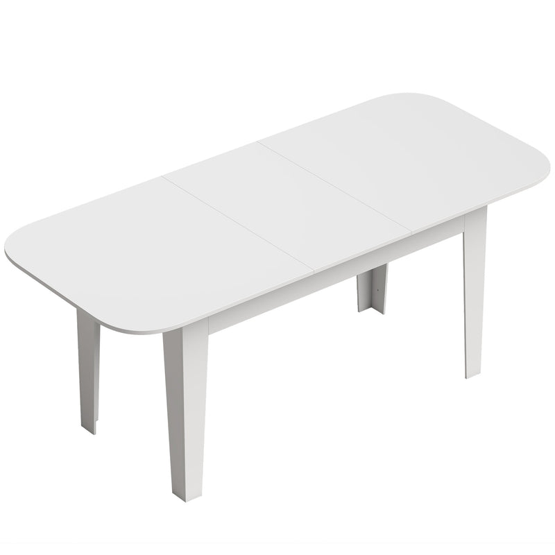 HOMCOM white extendable oval dining table, closed at 140cm, studio view