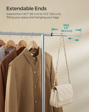 Close-up of the adjustable hanging bar extension mechanism