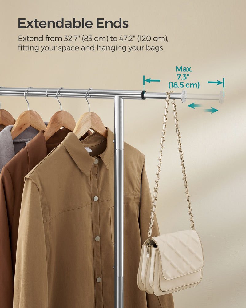 Close-up of the adjustable hanging bar extension mechanism