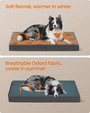 Feandrea orthopaedic dog bed showing flannel top surface with paw print pattern