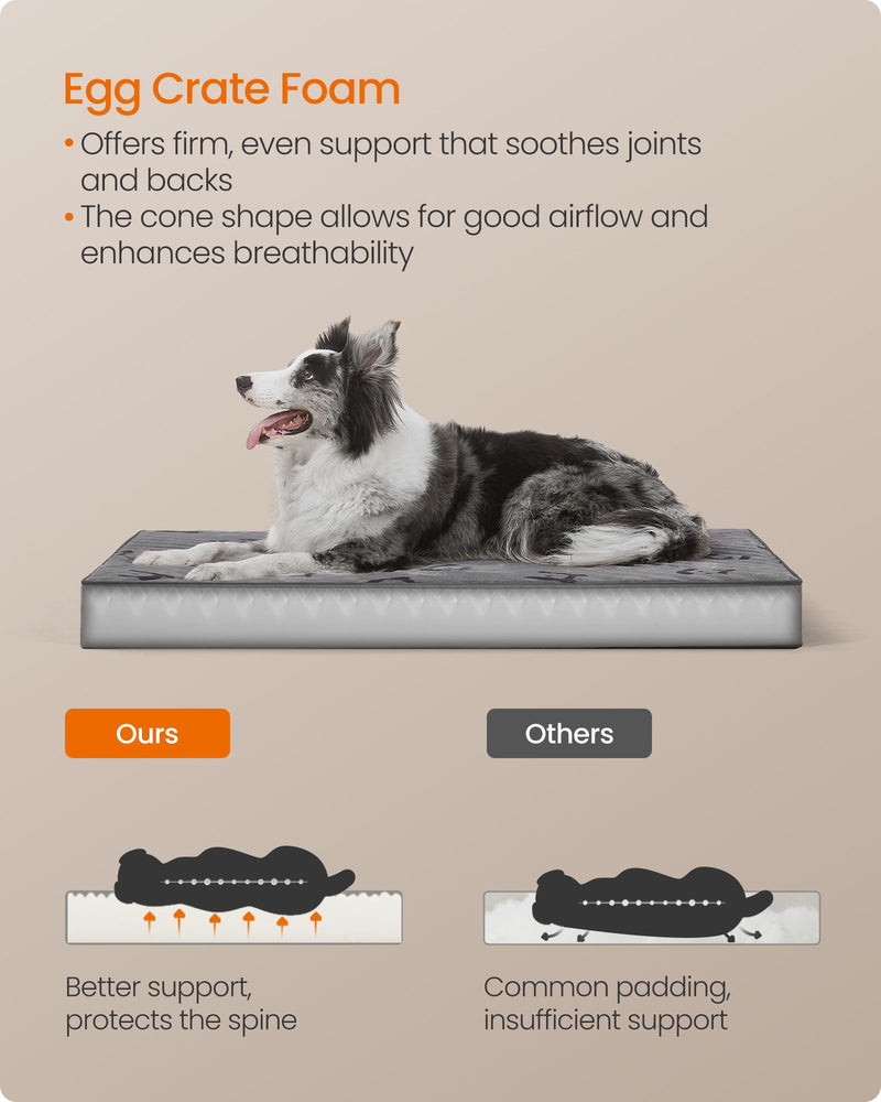 Feandrea orthopaedic dog bed side view showing Oxford fabric base