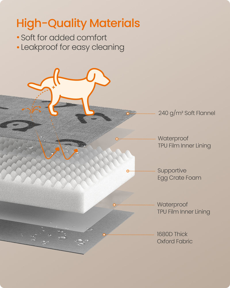 Feandrea orthopaedic dog bed dimensions diagram, 105 x 73 x 10cm