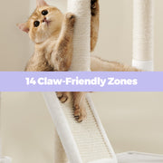 White cat tree tower dimensions diagram showing 206cm height