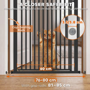 Close-up of the gate bars with 3.5 and 3.8 cm spacing, gap rods and the 76-80 cm and 81-85 cm fit