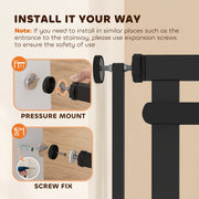 Pressure mount and screw fix installation options for the pet gate