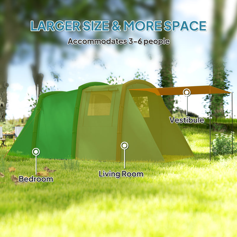 Inflatable Family Camping Tent Quick Pitch Waterproof Shelter with Living Area Blue