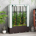 Raised Garden Bed with Trellis Plastic Planter Box with Drainage for Climbing Plants by Outsunny