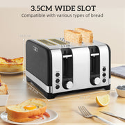 Four Slice Toaster and Kettle Set With Textured Finish Ideal for Modern Kitchens Black
