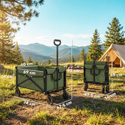 Folding Festival Trolley for Easy Family Outings and Outdoor Gear Transport Green Outsunny