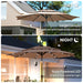 Khaki 3 Tier Garden Parasol with Solar LED Lights UPF 30 Tilt and Crank Handle by Outsunny