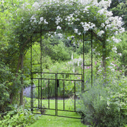 Black Metal Garden Arch with Gate Elegant Outdoor Climbing Plant Support by Outsunny