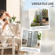 Grey Wooden Folding Garden Privacy Screen with Trellis for Outdoor Spaces Outsunny