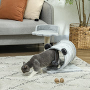 Grey 47cm Small Cat Tree with Scratching Post Bed Tunnel and Toy Ball by PawHut