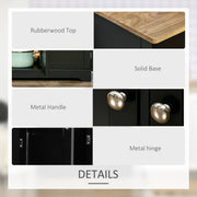 Black Sideboard With Rubberwood Top And Adjustable Shelves For Kitchen Or Dining Room