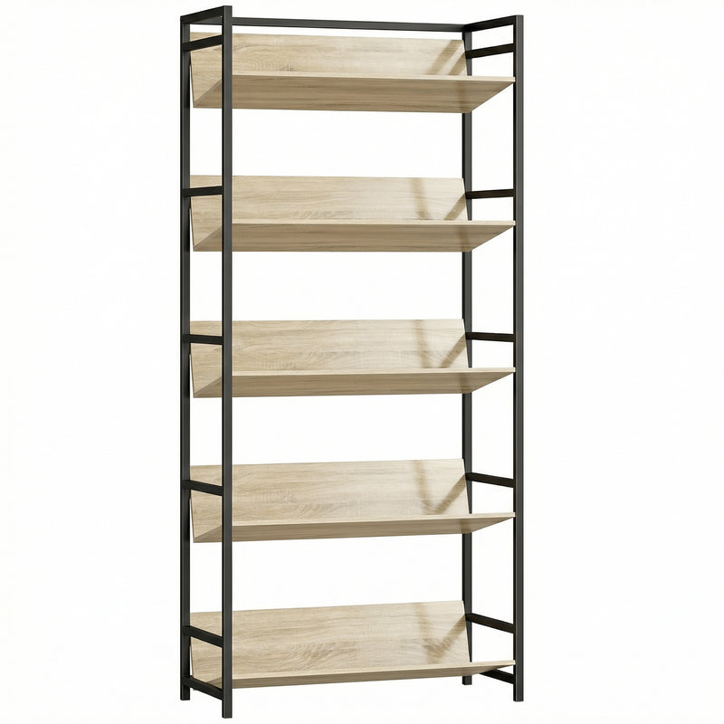 Bookcase Room Divider with 5 Shelves for Organised Storage Oak and Black