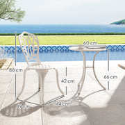 3 Piece White Cast Aluminium Garden Bistro Set With Umbrella Hole by Outsunny