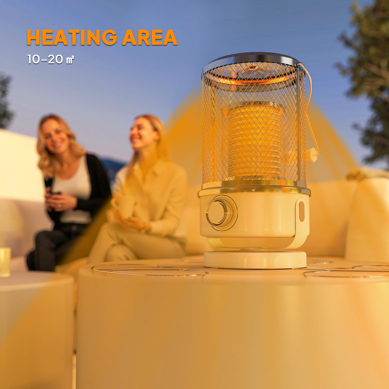 Freestanding 2000W Electric Patio Heater with Tip Over Protection for Outdoor Use, White