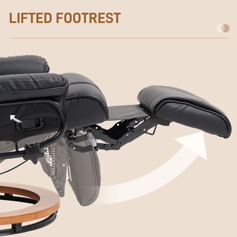 Black Faux Leather Executive Recliner Chair with Padded Armrests For Home or Office by HOMCOM