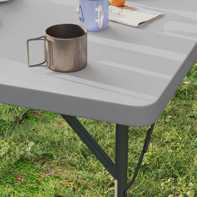 Folding Camping Table with Adjustable Height for Easy Outdoor Meals Dark Grey