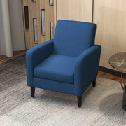 Set of 2 Upholstered Armchairs with Wooden Legs Ideal for Living Room or Bedroom Blue