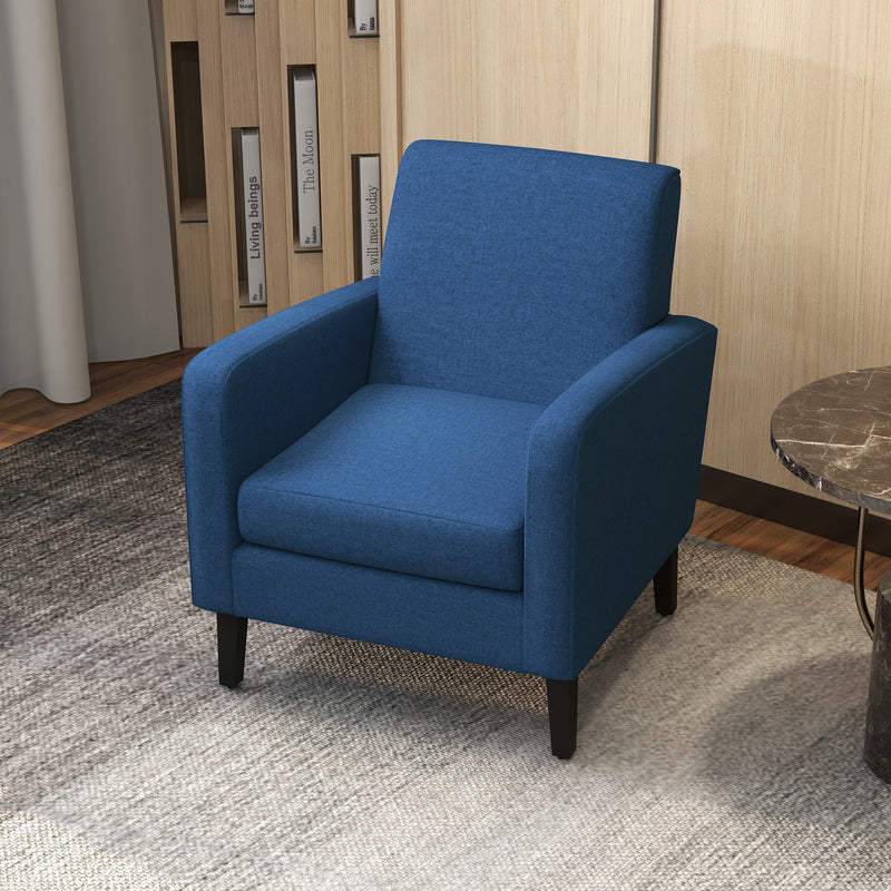 Set of 2 Upholstered Armchairs with Wooden Legs Ideal for Living Room or Bedroom Blue