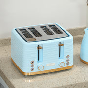 3000W Kettle and 4 Slice Toaster Set with 7 Browning Levels and Crumb Tray, Light Blue
