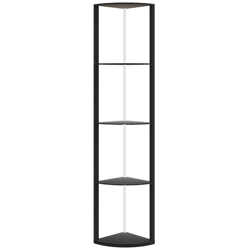 5 Tier LED Floor Lamp With Shelves And Remote Control For Living Room Or Office, Black