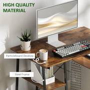 Rustic Brown Computer Desk with Storage and 2 Tier Shelves for Home Office