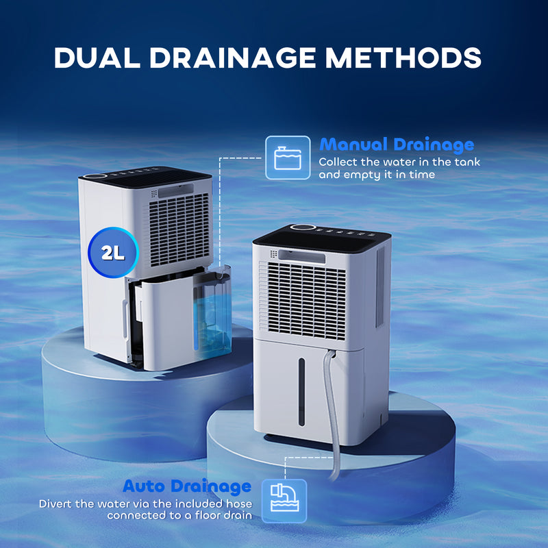 12L Day Dehumidifier with 2L Tank Continuous Drainage Timer and Auto Defrost by HOMCOM AOSOM