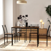 Modern 5 Piece Dining Table Set for 4 Space Saving Oak Kitchen Table with Steel Frame by HOMCOM