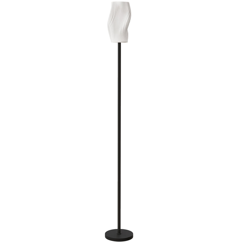 Modern 3D Printed Floor Lamp With Curved Shade and Foot Switch for Living Room, White