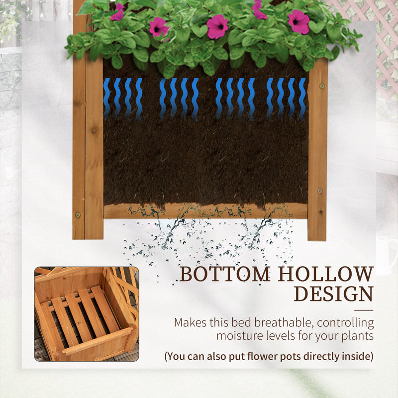 Wooden Raised Corner Garden Planter with Trellis and Drainage, Ideal For Small Spaces Outsunny