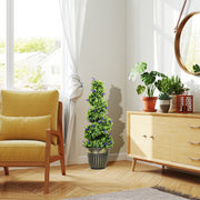 Set of 2 Artificial Boxwood Spiral Topiary Trees with Lavender in Pots 90cm for Indoor Outdoor Decor