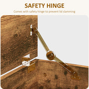 Rustic Brown 113L Storage Chest With Flip-Top Lid and Safety Hinges for Living Room by HOMCOM