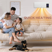 2kW Wall Mounted Electric Heater With Adjustable Thermostat For Home Or Office White