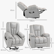 Reclining Massage Armchair with Eight Points and Padded Comfort for Home Office Light Grey