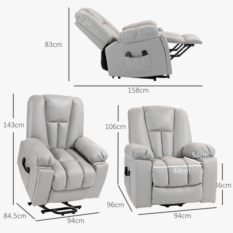 Reclining Massage Armchair with Eight Points and Padded Comfort for Home Office Light Grey