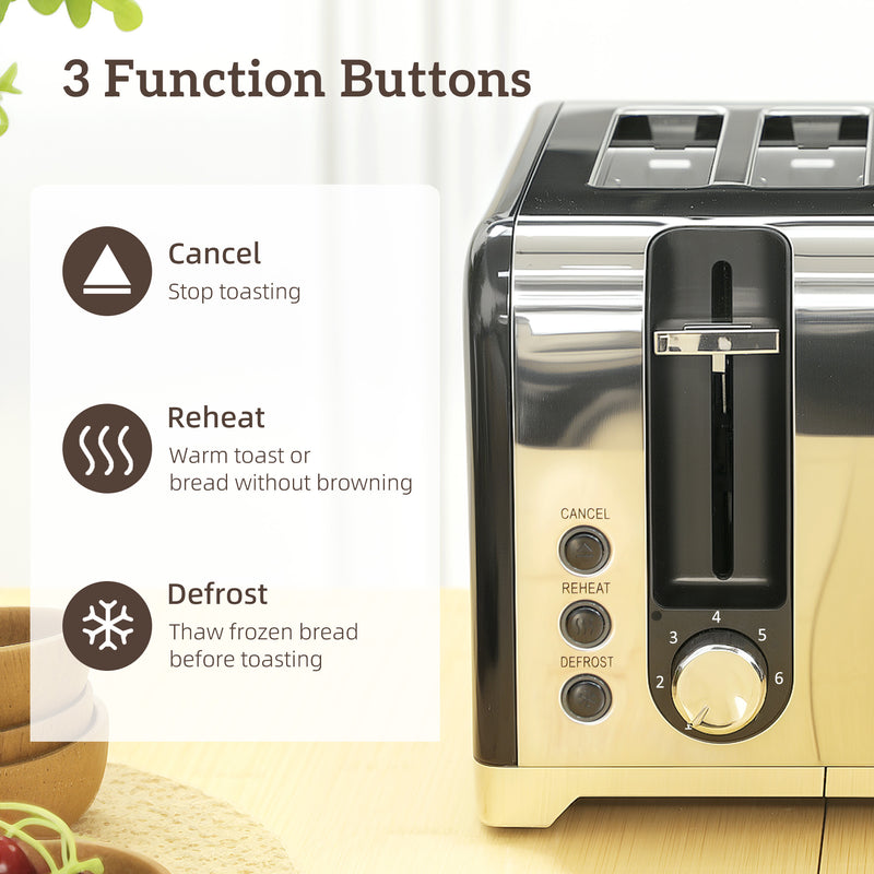 4 Slice Toaster and 17L Rapid Boil Kettle Set With Strix Control and Crumb Tray Black