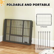 6 Panel Portable Dog Playpen with Door 60cm High for Small Dogs Black by PawHut