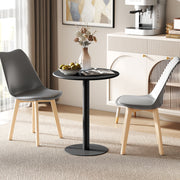 Round Dining Table With Steel Base For Kitchen Or Living Room Use 60cm Black AOSOM