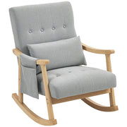 Modern Wood Frame Rocking Chair with Cushioned Seat for Lounge or Nursery, Light Grey