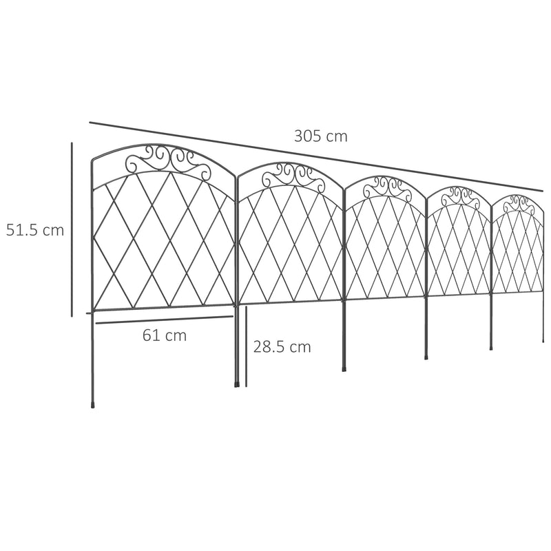 Flexible Metal Garden Border Fence for Shaping Paths and Flower Beds Black Outsunny