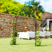 Black Steel Garden Arch 2.2m for Climbing Plants Roses Wisteria Vines Outdoor Wedding Decor by Outsunny